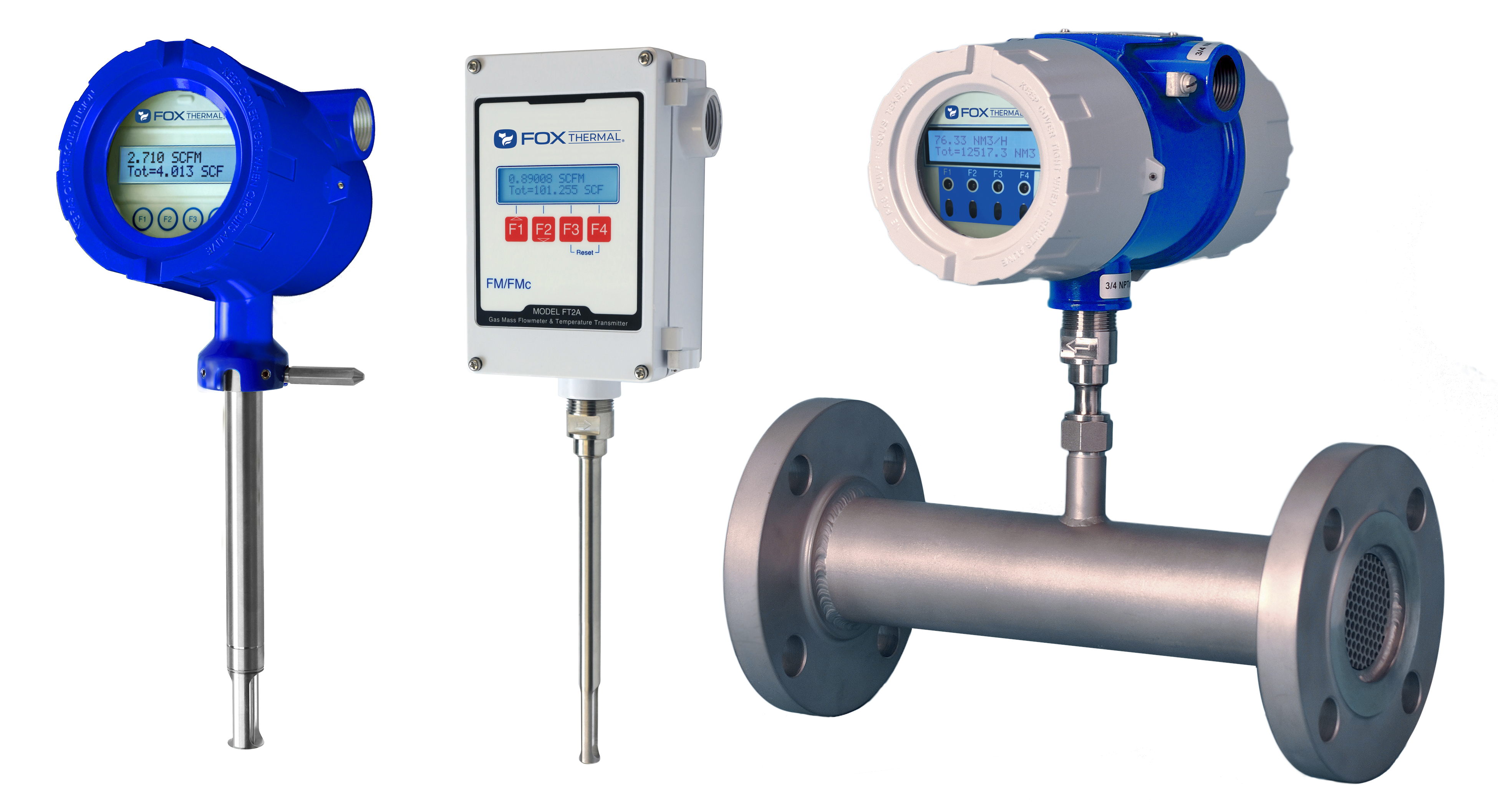 Overview of several thermal flowmeters from Fox Thermal.