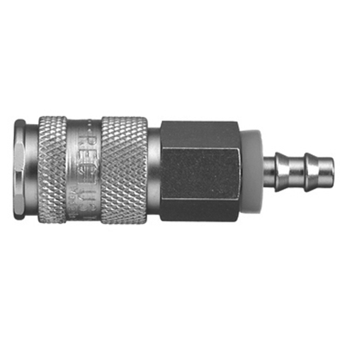 45159000 Coupling - Single Shut-off - Plastic Hose Connection Rectus and Serto Single shut-off quick couplers work without a valve in the nipple but with a valve in the quick coupler. The flow is stalled when the connection is broken. (Rectus KA serie)