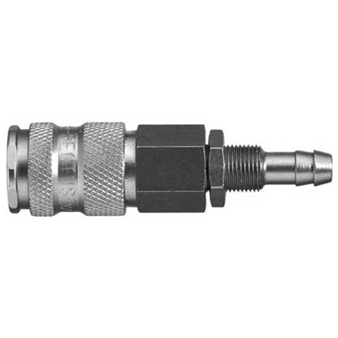 45163000 Coupling - Single Shut-off - Panel Mount Rectus and Serto Single shut-off quick couplers work without a valve in the nipple but with a valve in the quick coupler. The flow is stalled when the connection is broken. (Rectus KA serie)