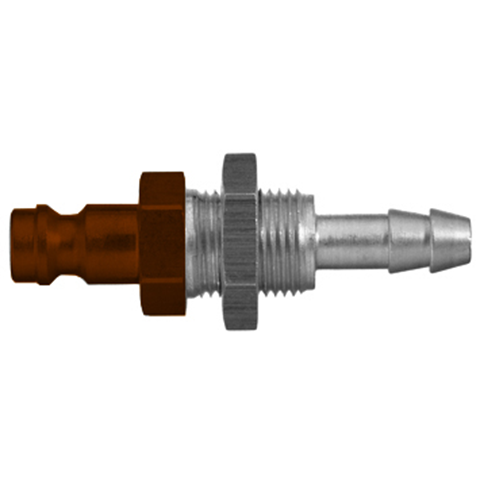 45574215 Nipple - Straight-through - Panel Mount Nipple Straight through - coded systems/ Rectukey.  The mechanical coding of the coupling and plug offers a  guarantee for avoiding mix-ups between media when coupling, which is complemented by the color coding of the anodised sleeves. Double shut-off version available on request.