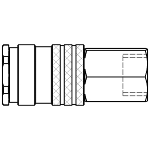 45671775 Coupling - Single Shut-off - Female Thread Rectus and Serto Single shut-off quick couplers work without a valve in the nipple but with a valve in the quick coupler. The flow is stalled when the connection is broken. (Rectus KA serie)