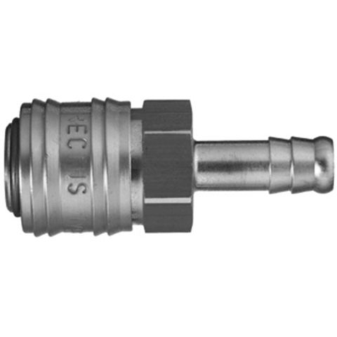 46106205 Coupling - Double Shut-off - Hose Barb Rectus double shut-off quick coupler (KB serie) On the double shut-off systems, after disconnection, the flow stops both in the coupling and in the plug. The medium remains in the hose in both connecting lines, the pressure is held constant and will not be released.