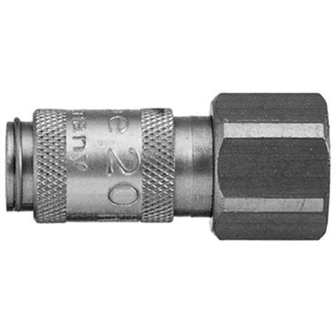 47101550 Coupling - Double Shut-off - Female Thread Rectus double shut-off quick coupler (KB serie) On the double shut-off systems, after disconnection, the flow stops both in the coupling and in the plug. The medium remains in the hose in both connecting lines, the pressure is held constant and will not be released.