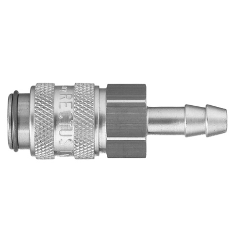 47303085 Coupling - Double Shut-off - Hose Barb Rectus double shut-off quick coupler (KB serie) On the double shut-off systems, after disconnection, the flow stops both in the coupling and in the plug. The medium remains in the hose in both connecting lines, the pressure is held constant and will not be released.