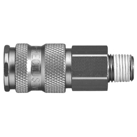 47501000 Coupling - Double Shut-off - Male Thread Rectus double shut-off quick coupler (KB serie) On the double shut-off systems, after disconnection, the flow stops both in the coupling and in the plug. The medium remains in the hose in both connecting lines, the pressure is held constant and will not be released.