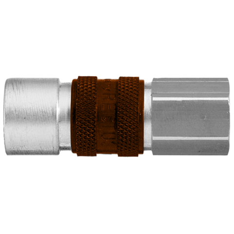 48025090 Coupling - Single Shut-off - Female Thread Rectus quick coupling single shut-off coded system - Rectukey.  The mechanical coding of the coupling and plug offers a  guarantee for avoiding mix-ups between media when coupling, which is complemented by the color coding of the anodised sleeves. Double shut-off version available on request.