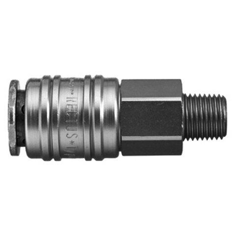 48055290 Coupling - Single Shut-off - Male Thread Rectus and Serto Single shut-off quick couplers work without a valve in the nipple but with a valve in the quick coupler. The flow is stalled when the connection is broken. (Rectus KA serie)