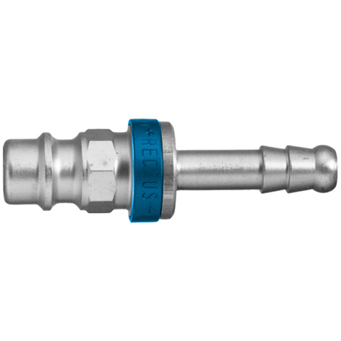 48066720 Nipple - Straight-through - Hose Barb Nipple Straight through - coded systems/ Rectukey.  The mechanical coding of the coupling and plug offers a  guarantee for avoiding mix-ups between media when coupling, which is complemented by the color coding of the anodised sleeves. Double shut-off version available on request.