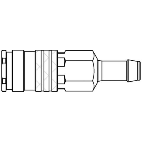 48900915 Coupling - Single Shut-off - Hose Barb Rectus and Serto Single shut-off quick couplers work without a valve in the nipple but with a valve in the quick coupler. The flow is stalled when the connection is broken. (Rectus KA serie)