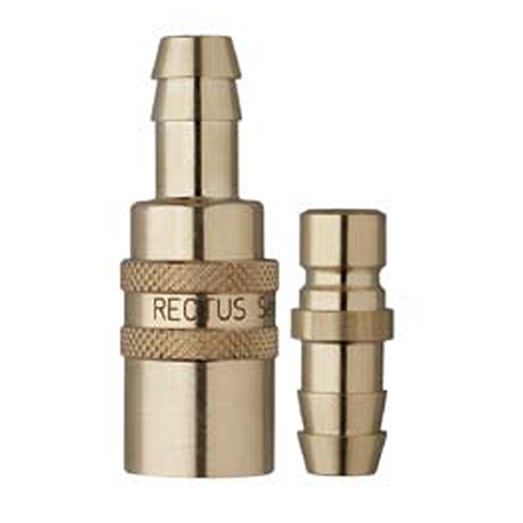 48943440 Nipple - Straight Through - Hose Barb Serto and Rectus  quick coupling Straight through nipples and plugs with full bore work without a valve and thus achieve the best possible flow (flow). The turbulence which is normally caused by the intergrated valves is not present.