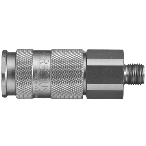 48949955 Coupling - Single Shut-off - Male Thread Rectus and Serto Single shut-off quick couplers work without a valve in the nipple but with a valve in the quick coupler. The flow is stalled when the connection is broken. (Rectus KA serie)