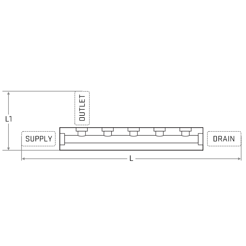 Manifold Brass Barstock BSP 03-fold  O:BV1/4 S:BV10mm D:Plug