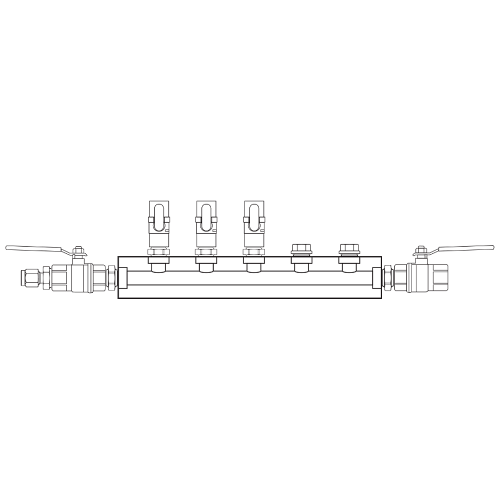 Manifold Brass Barstock BSP 03-fold   O:BV1/4 S:BV10mm D:BV1/2