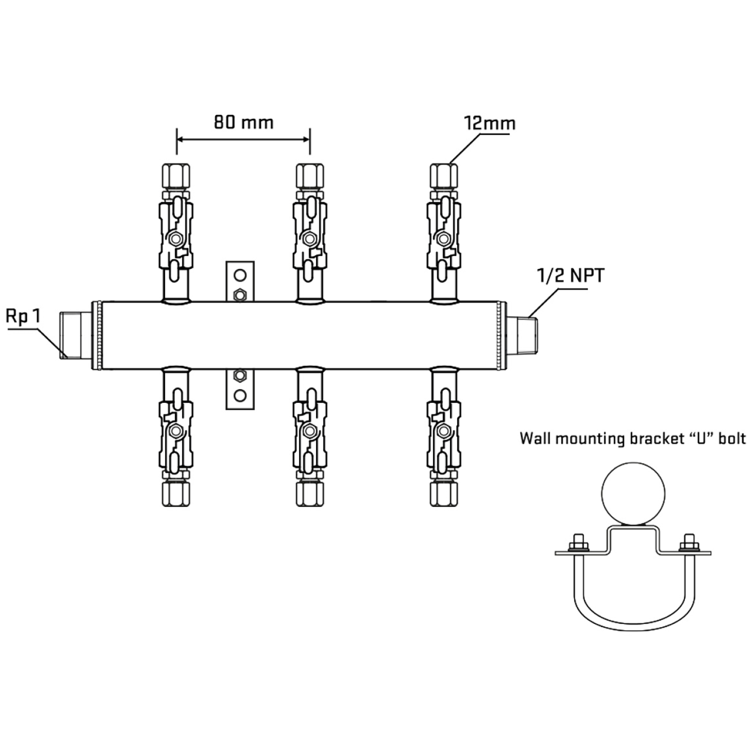 M506A040731 Manifolds Stainless Steel Double Sided