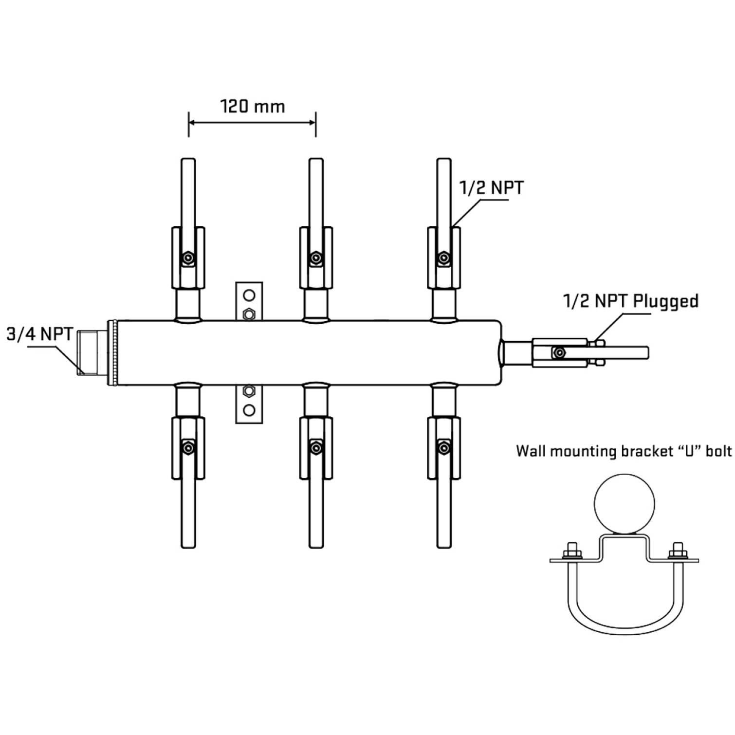 M506B081011 Manifolds Stainless Steel Double Sided