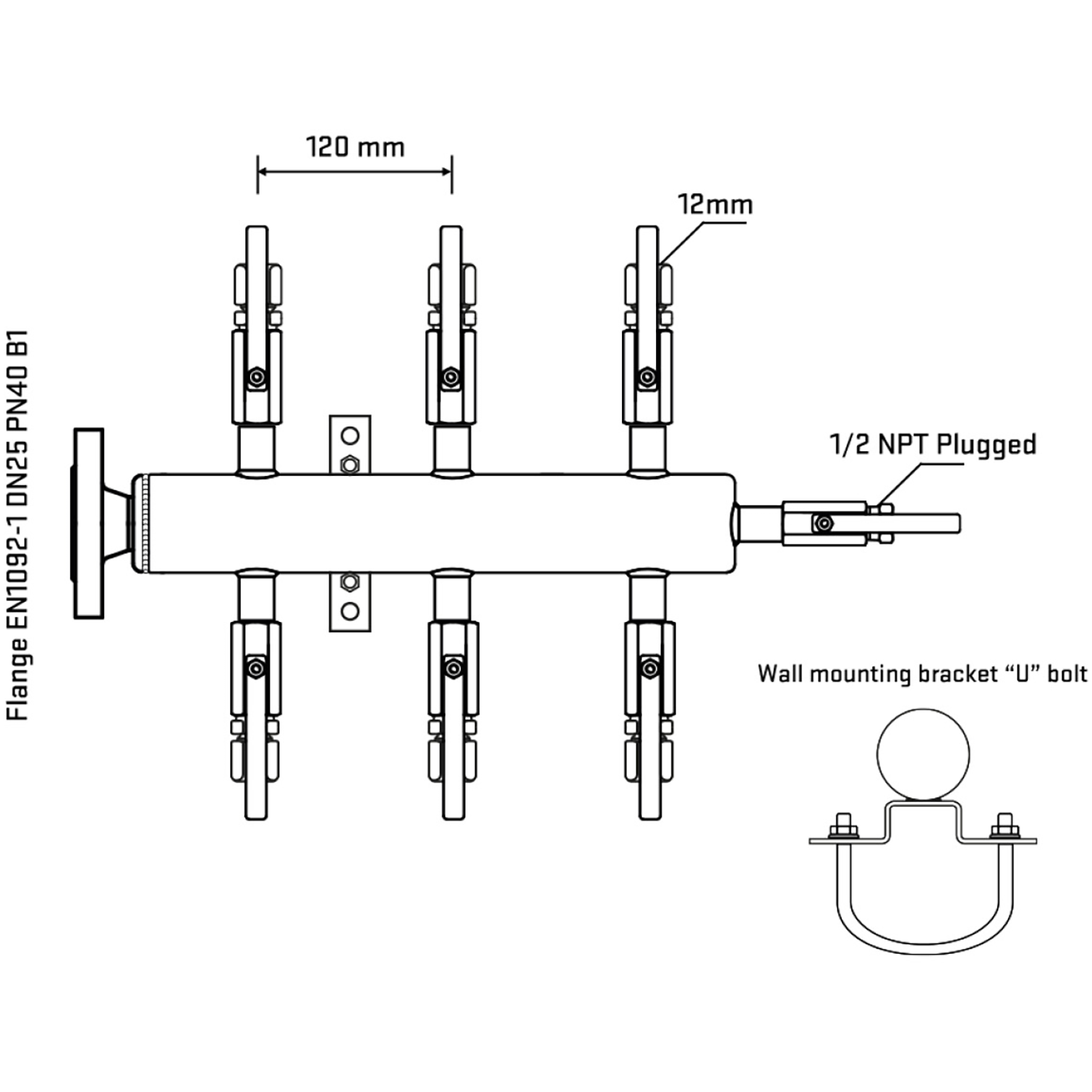 M506B100311 Manifolds Stainless Steel Double Sided