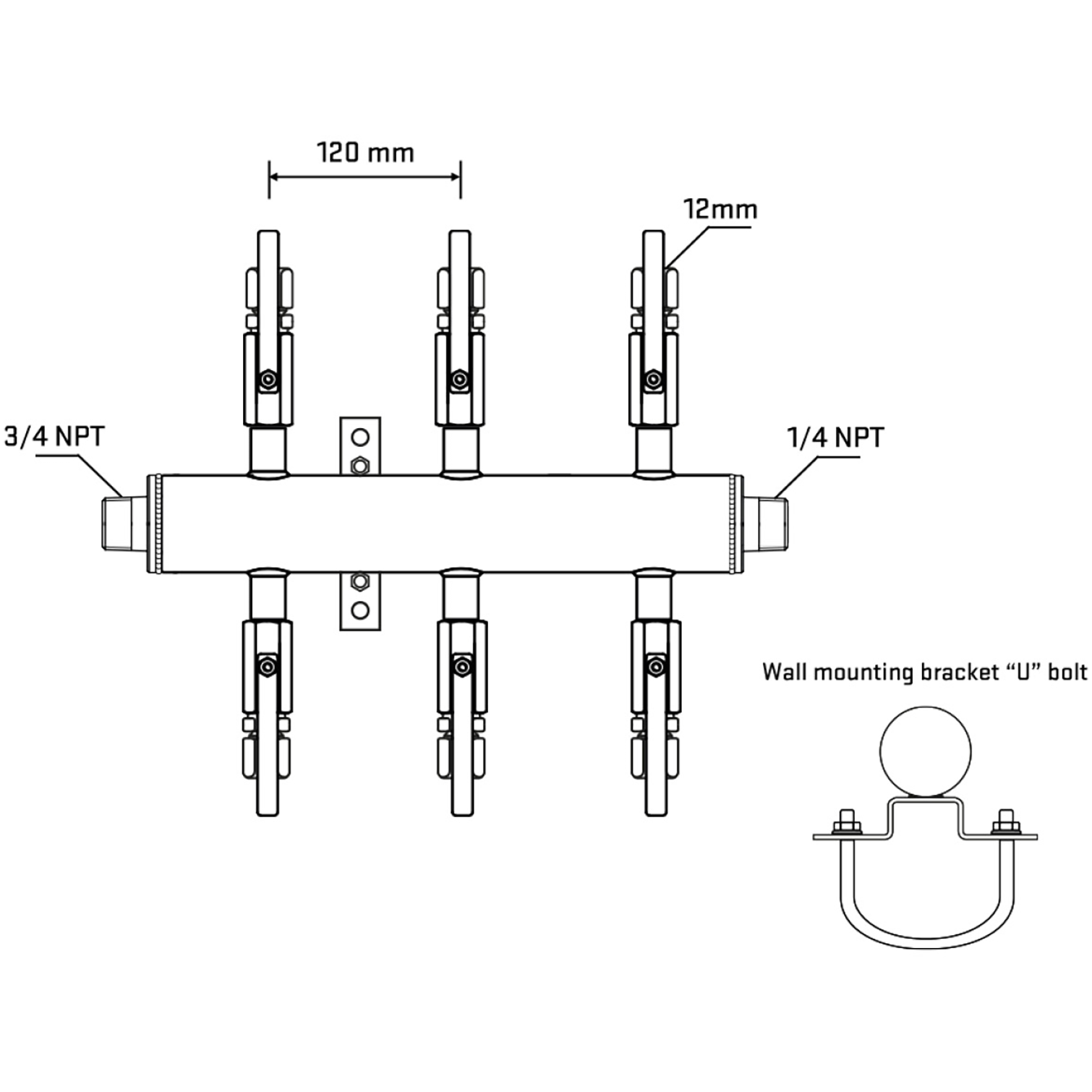 M506B100841 Manifolds Stainless Steel Double Sided