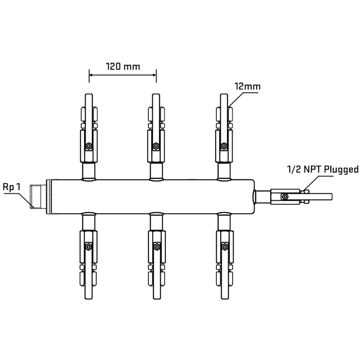 M506B110710 Manifolds Stainless Steel Double Sided