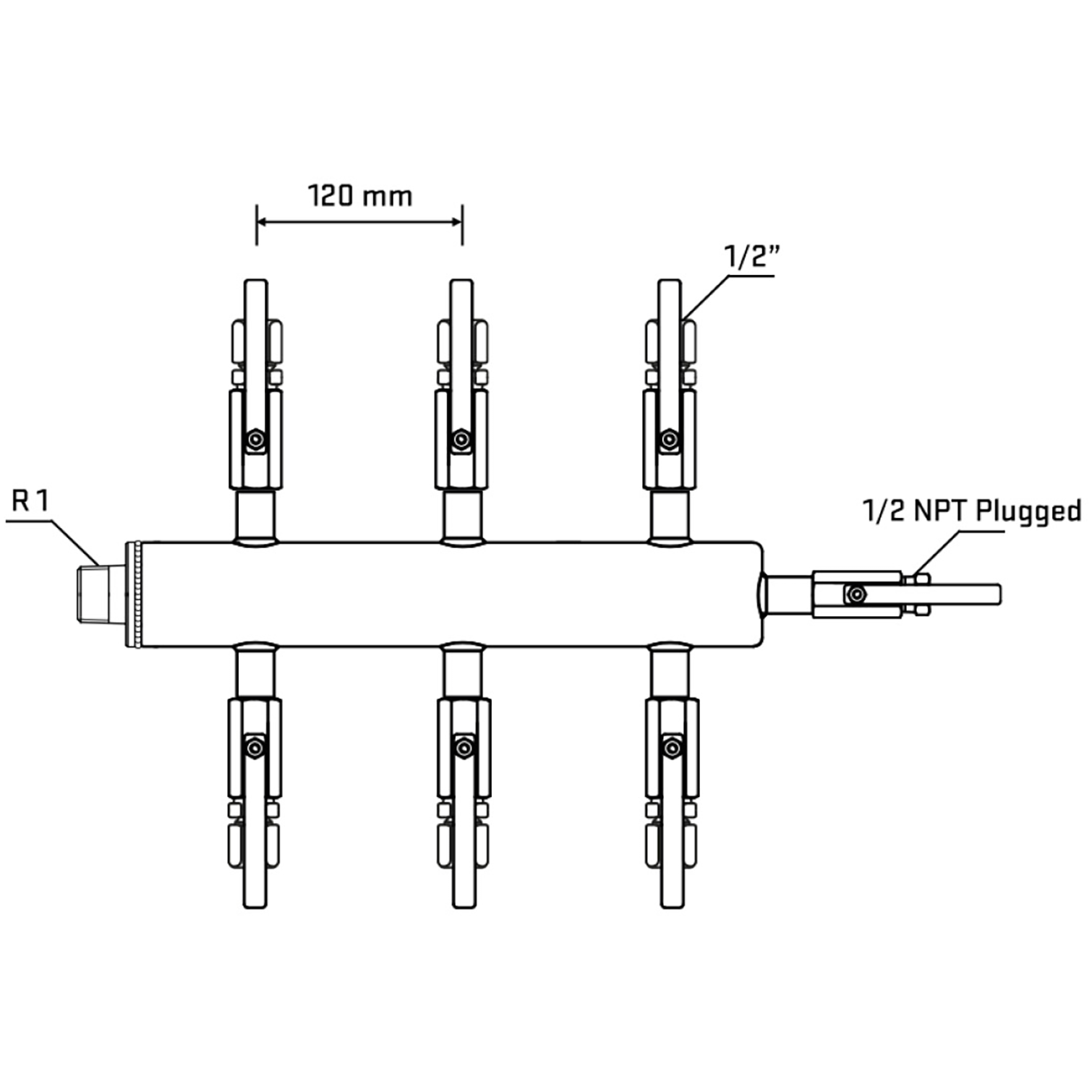 M506B120510 Manifolds Stainless Steel Double Sided