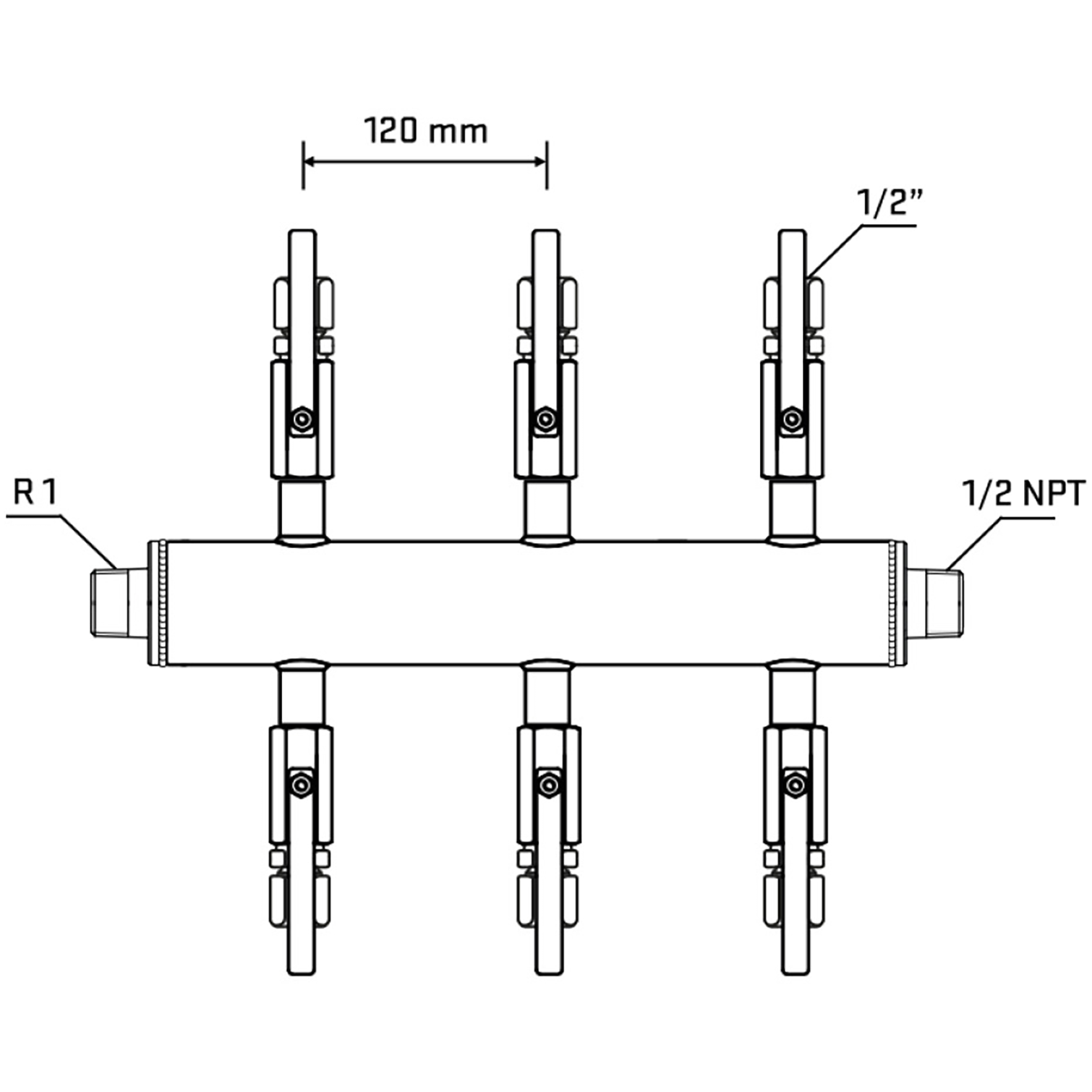 M506B120530 Manifolds Stainless Steel Double Sided