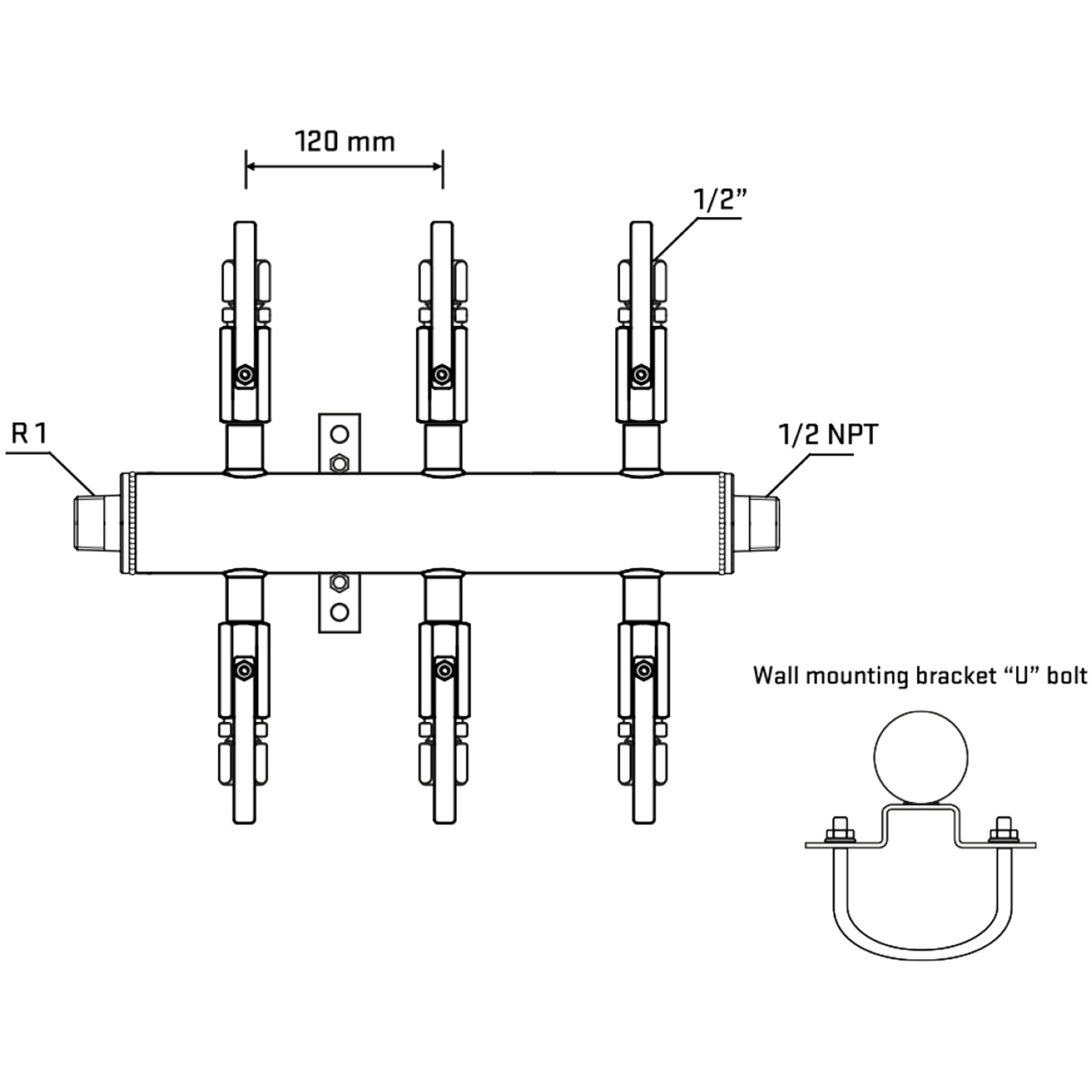 M506B120531 Manifolds Stainless Steel Double Sided