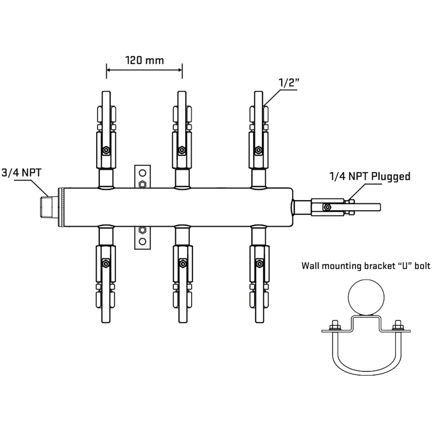 M506B120821 Manifolds Stainless Steel Double Sided