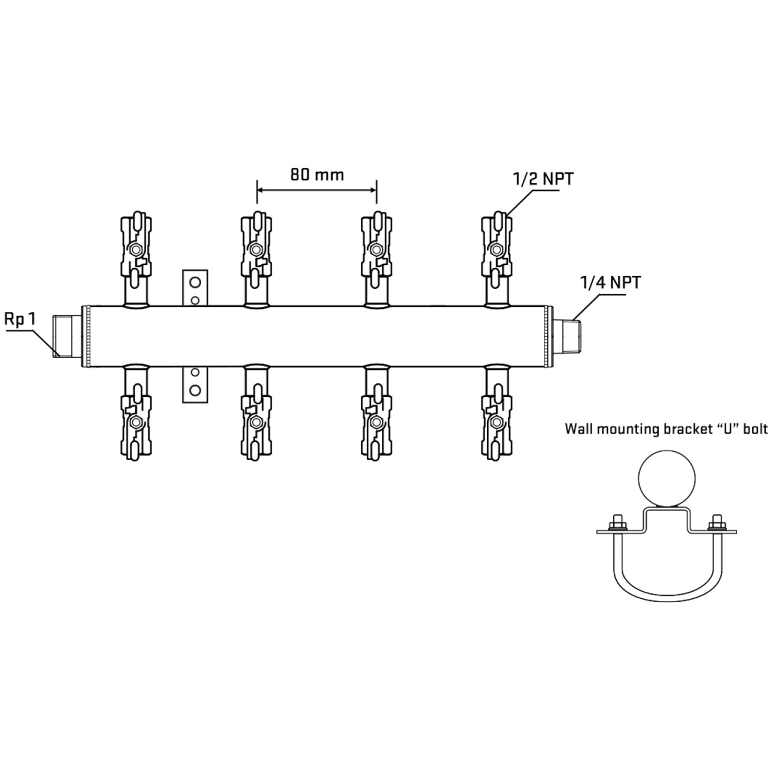 M508A010741 Manifolds Stainless Steel Double Sided