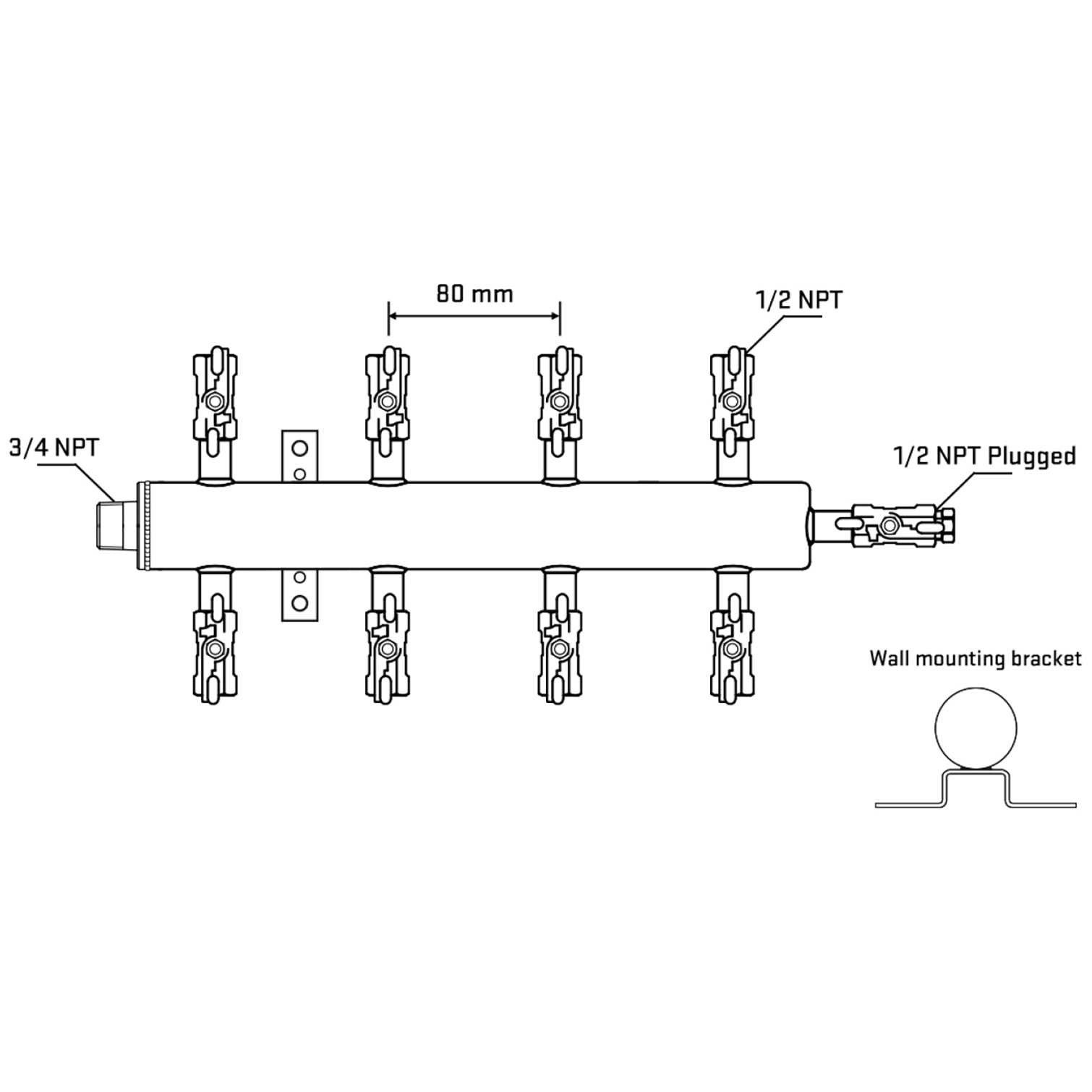 M508A010812 Manifolds Stainless Steel Double Sided