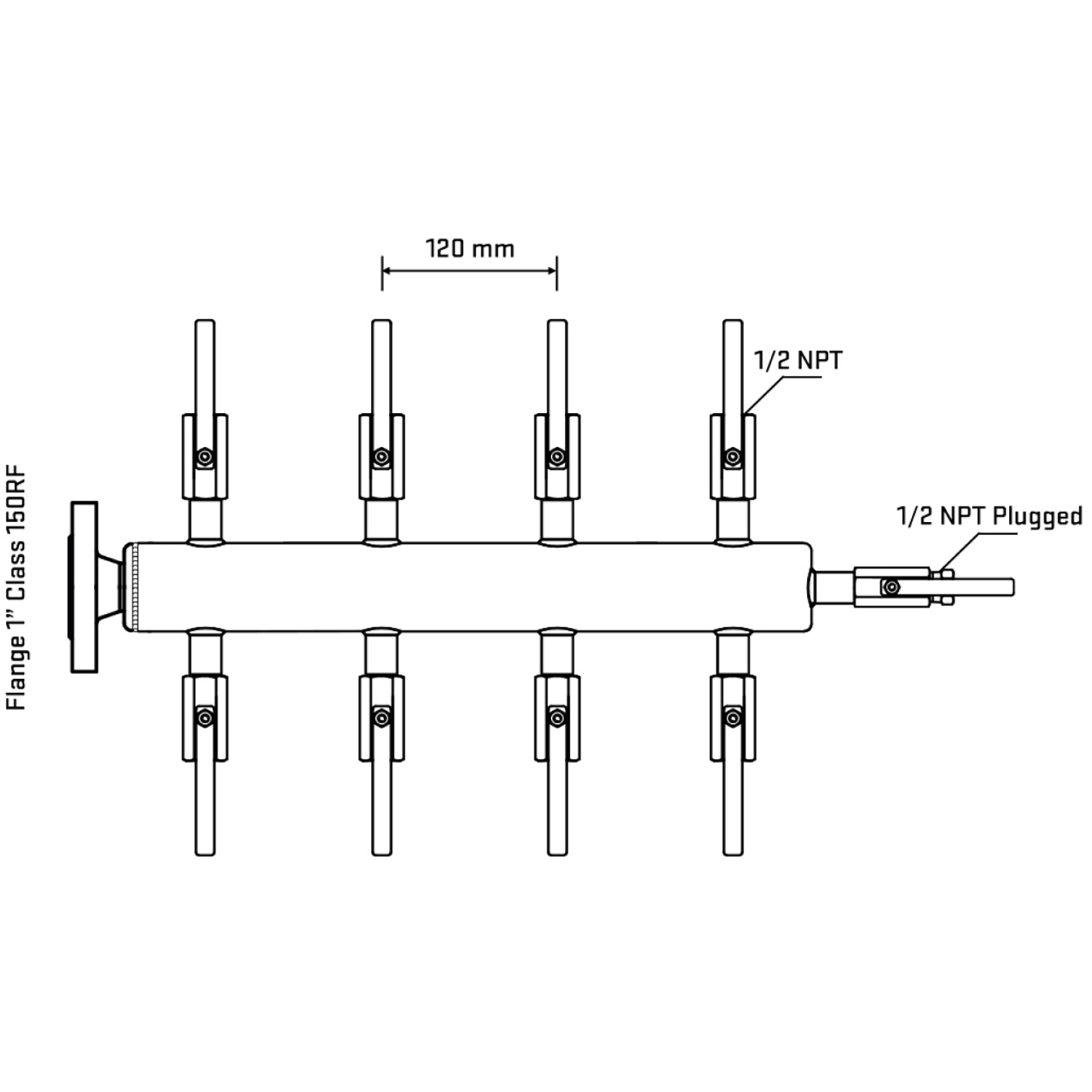 M508B080110 Manifolds Stainless Steel Double Sided