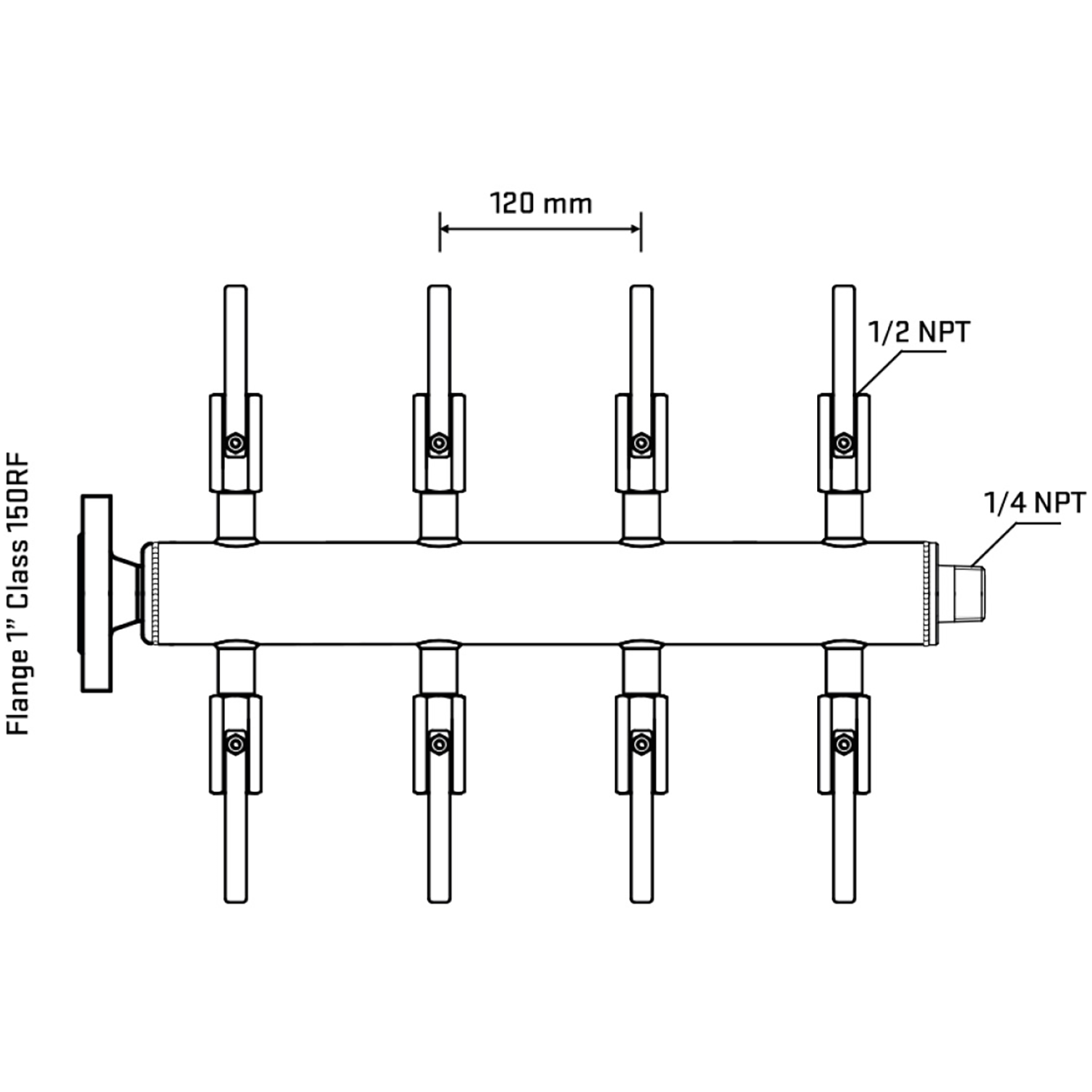 M508B080140 Manifolds Stainless Steel Double Sided