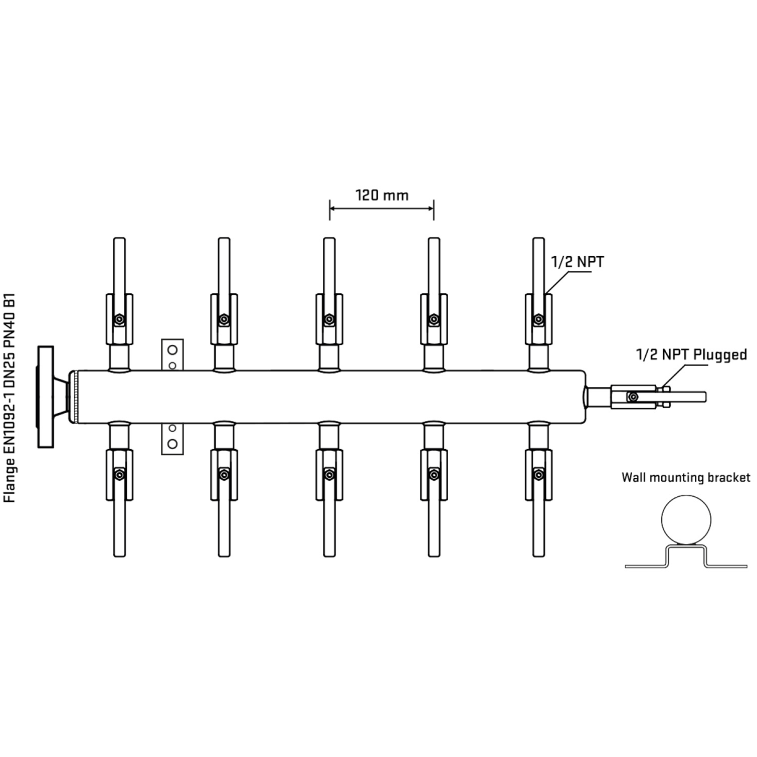M510B080312 Manifolds Stainless Steel Double Sided