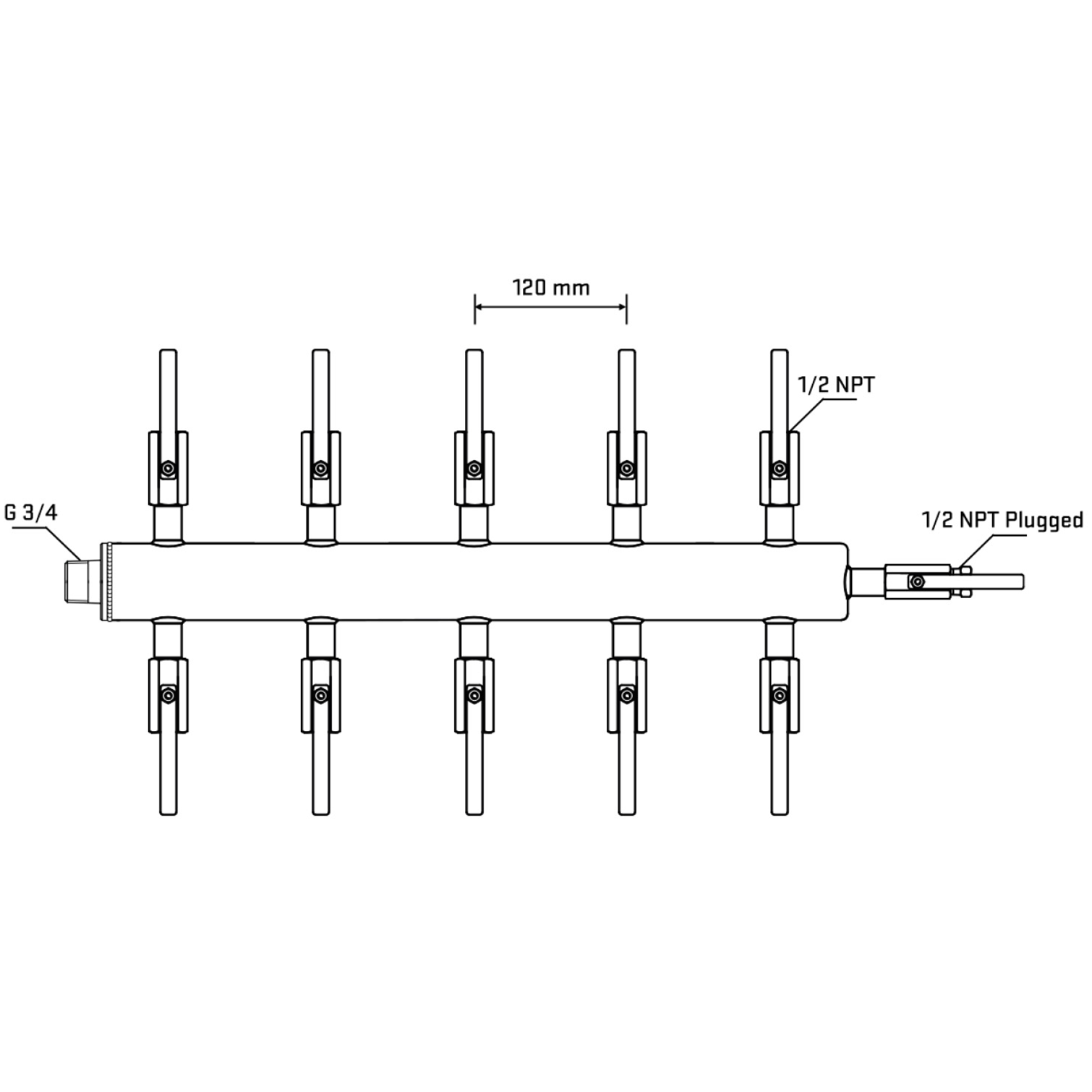 M510B080410 Manifolds Stainless Steel Double Sided