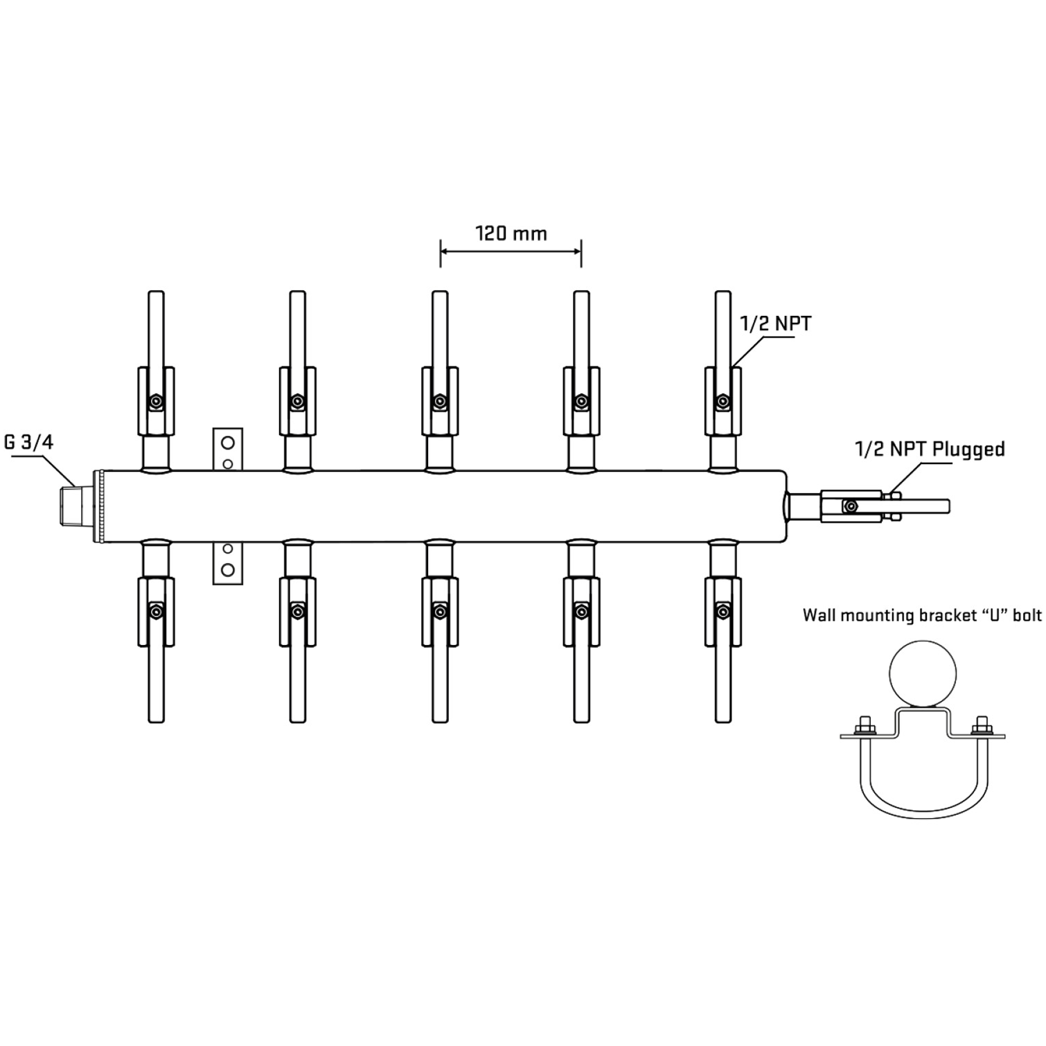 M510B080411 Manifolds Stainless Steel Double Sided