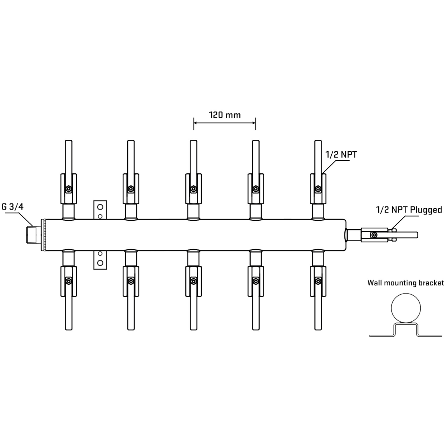M510B080412 Manifolds Stainless Steel Double Sided