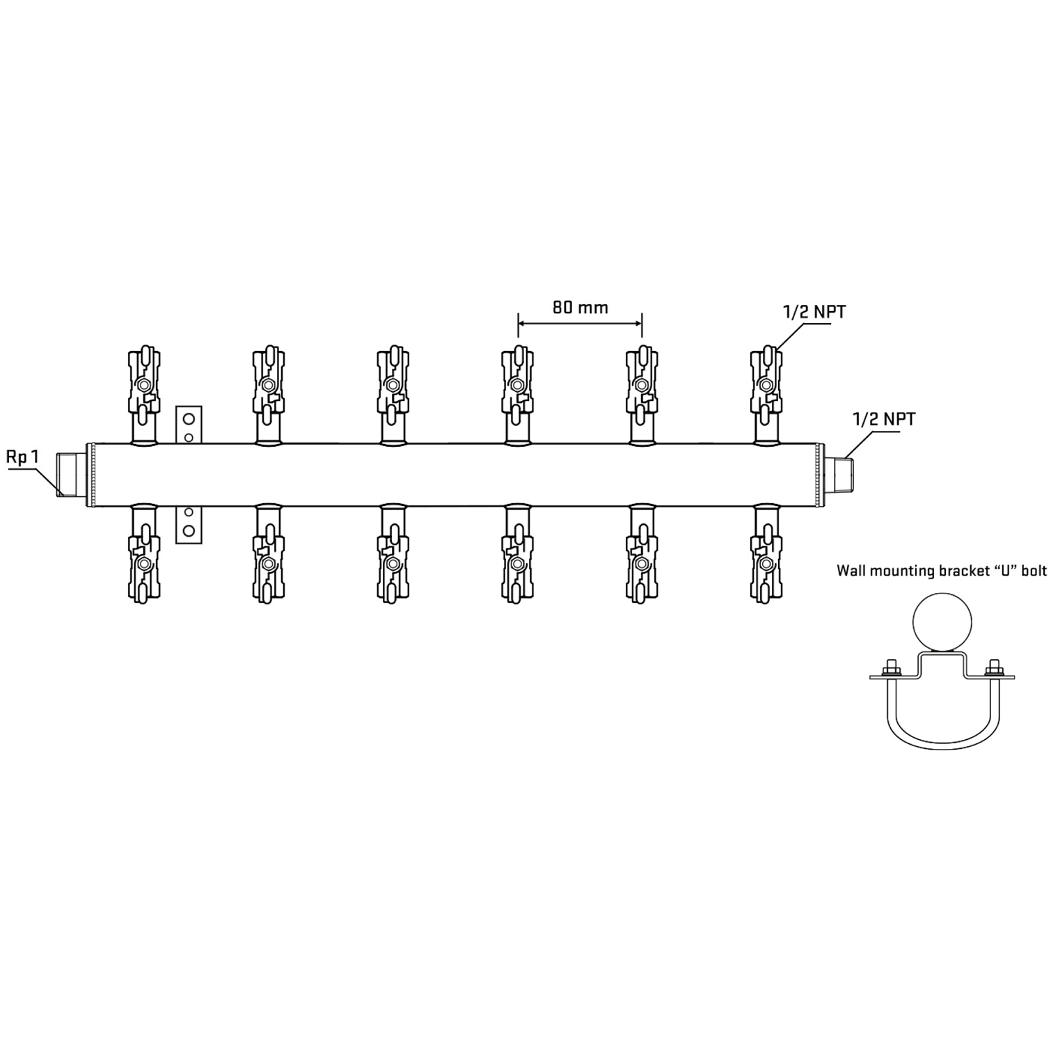 M512A010731 Manifolds Stainless Steel Double Sided