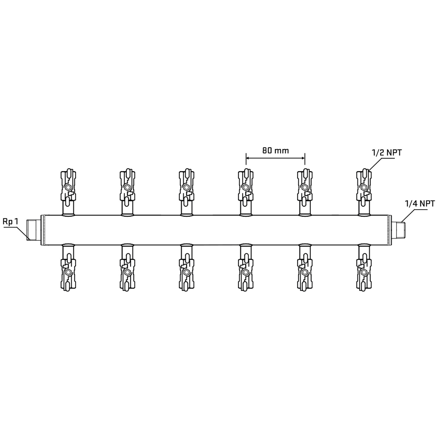 M512A010740 Manifolds Stainless Steel Double Sided