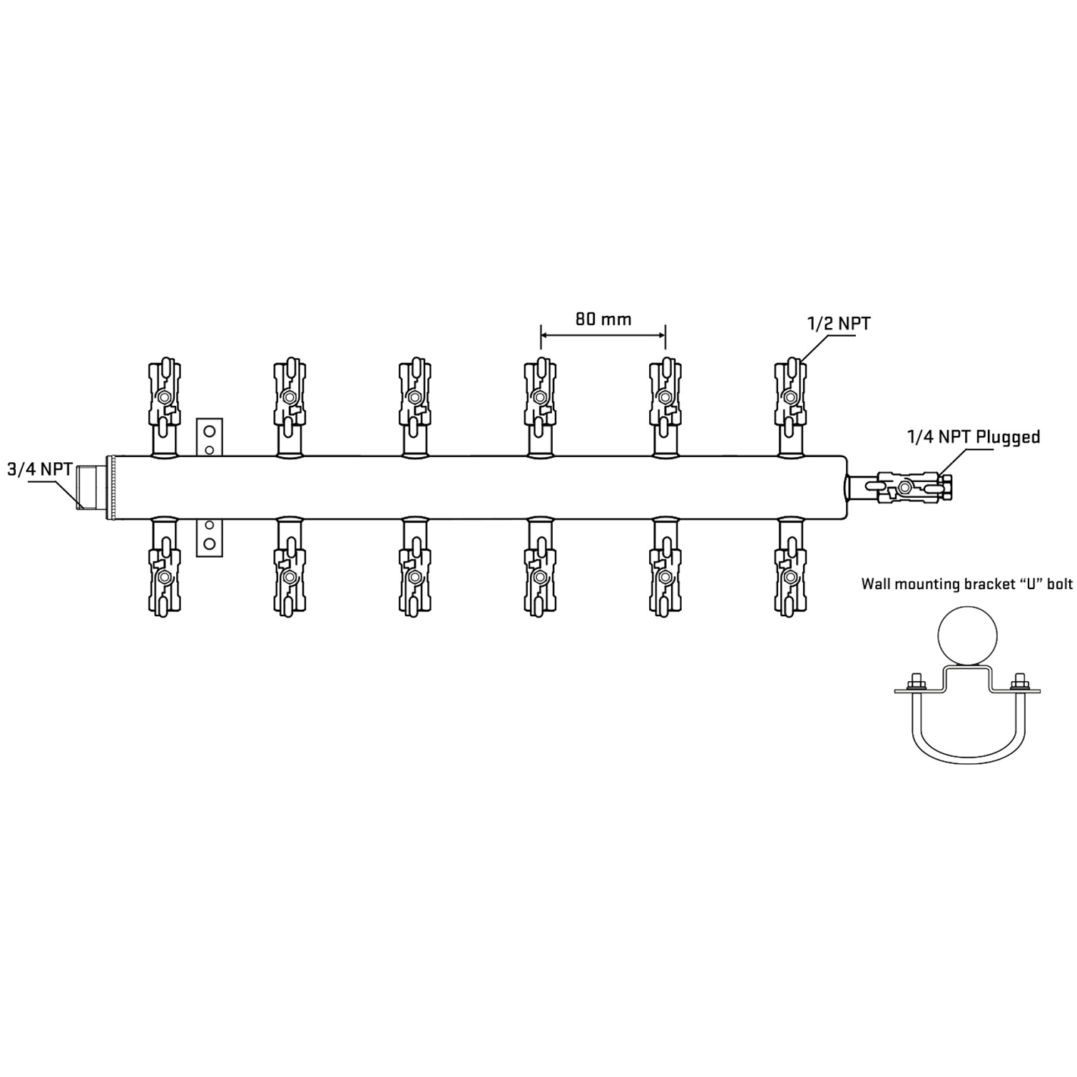 M512A011021 Manifolds Stainless Steel Double Sided