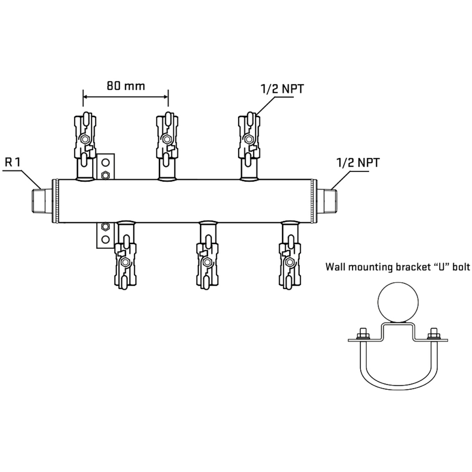 M5F1A010531 Manifolds Stainless Steel Double Sided