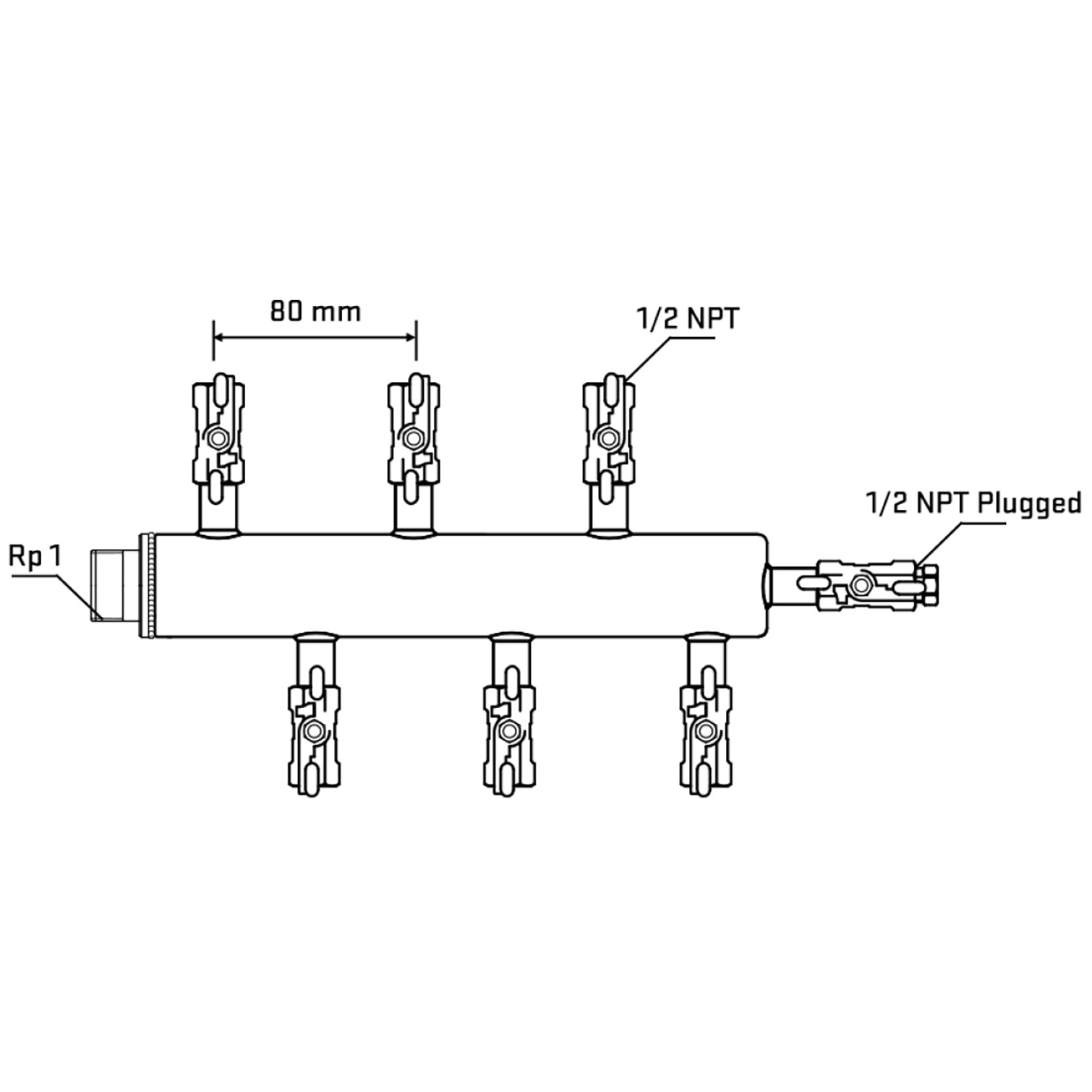 M5F1A010710 Manifolds Stainless Steel Double Sided