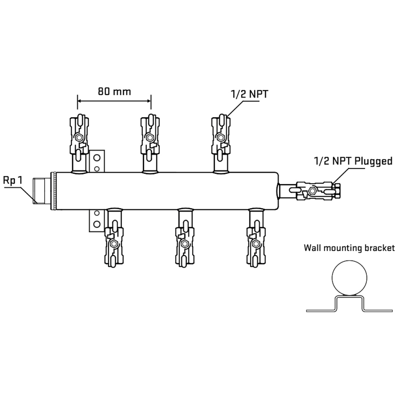 M5F1A010712 Manifolds Stainless Steel Double Sided