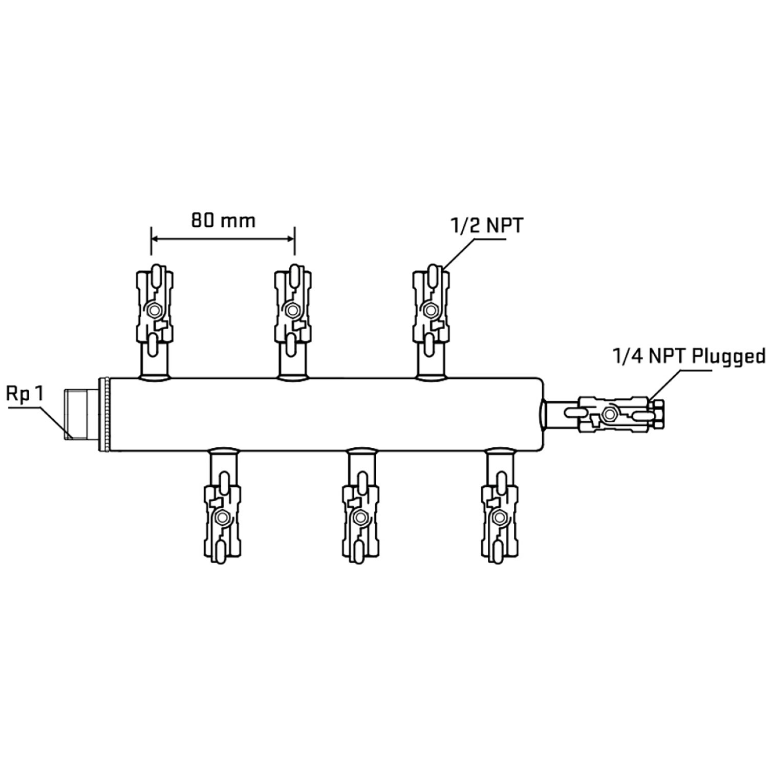 M5F1A010720 Manifolds Stainless Steel Double Sided