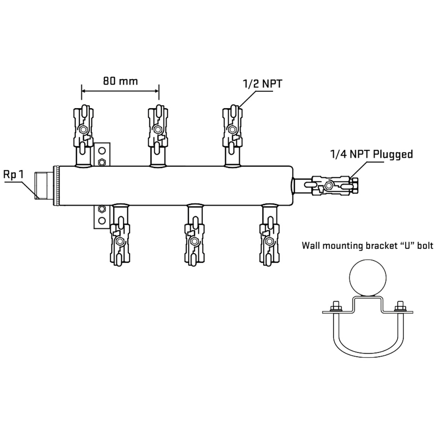 M5F1A010721 Manifolds Stainless Steel Double Sided