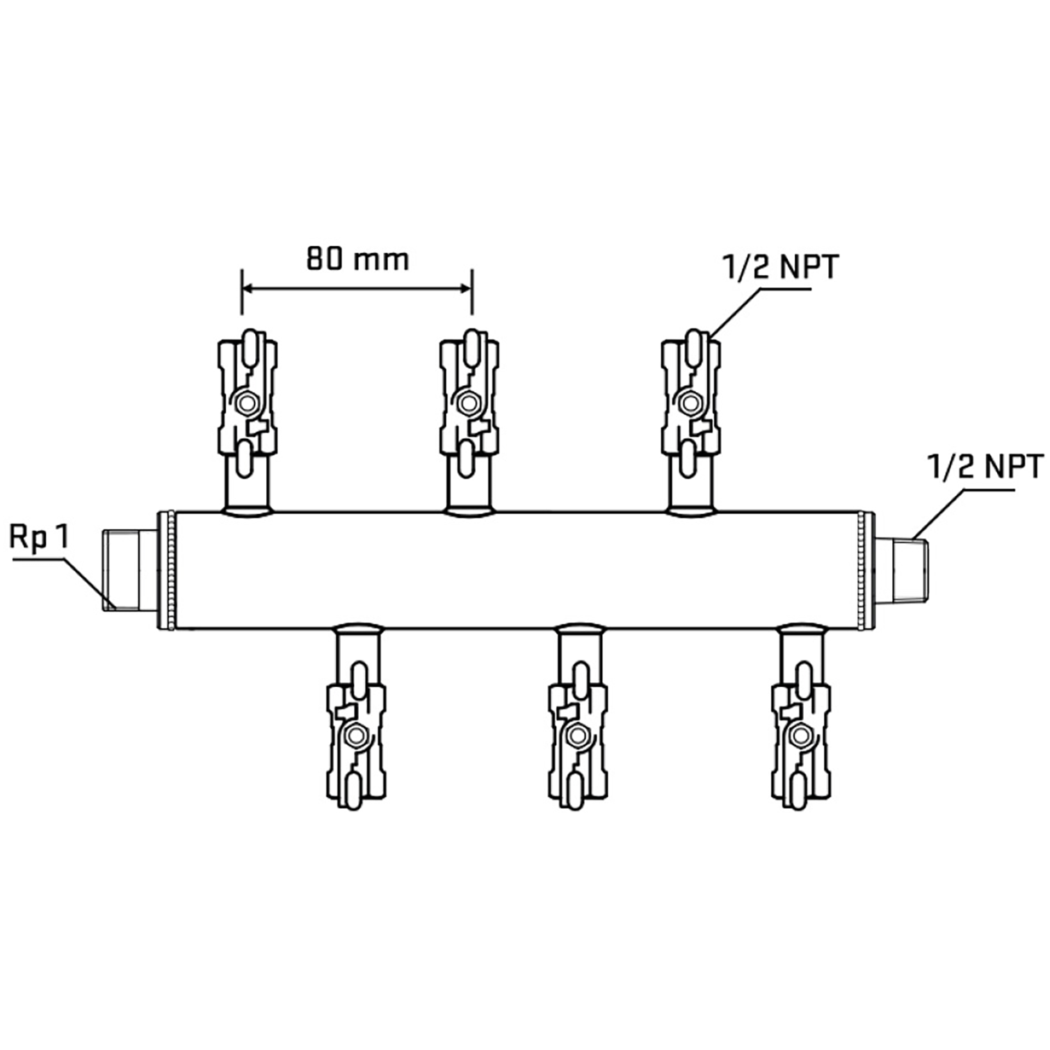 M5F1A010730 Manifolds Stainless Steel Double Sided