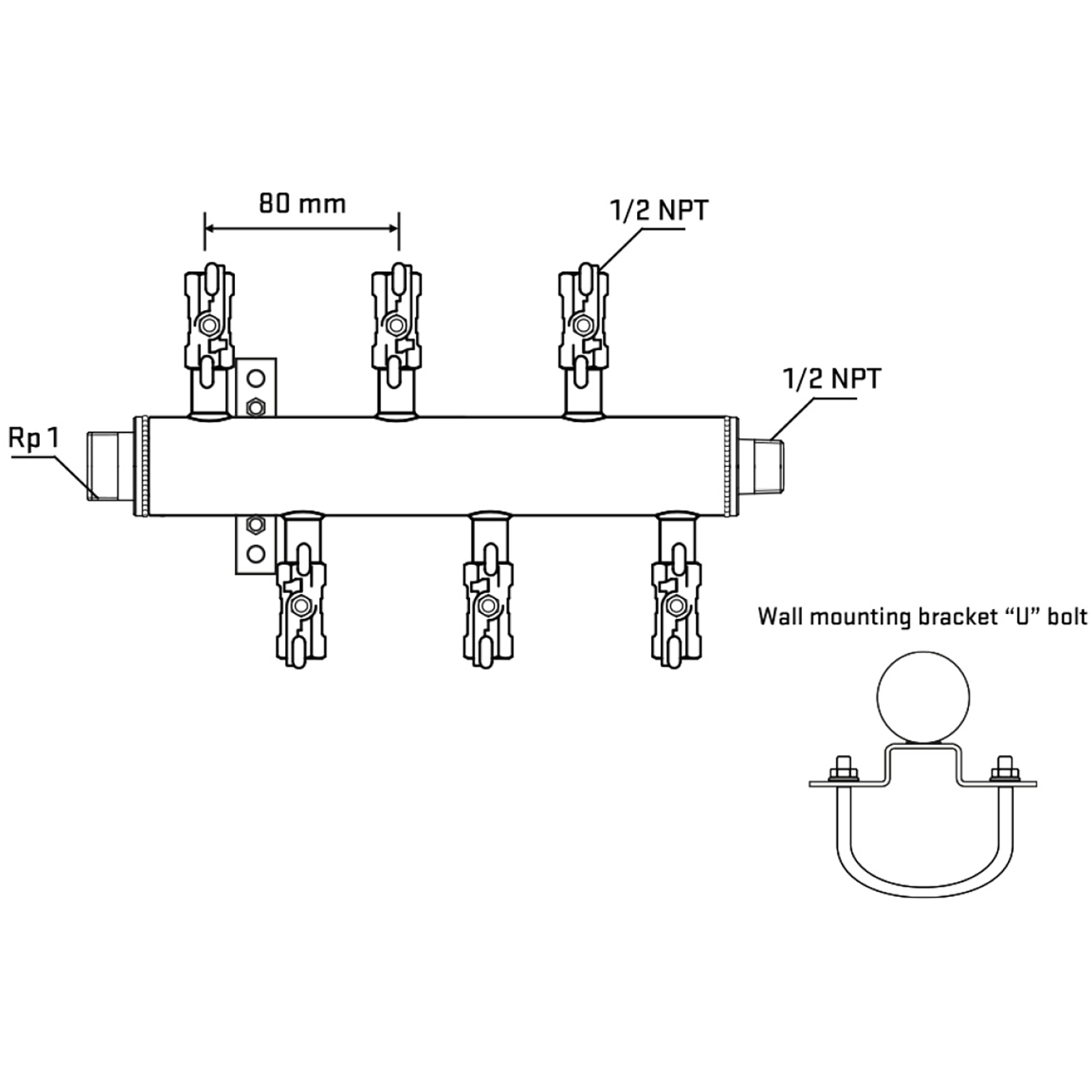 M5F1A010731 Manifolds Stainless Steel Double Sided