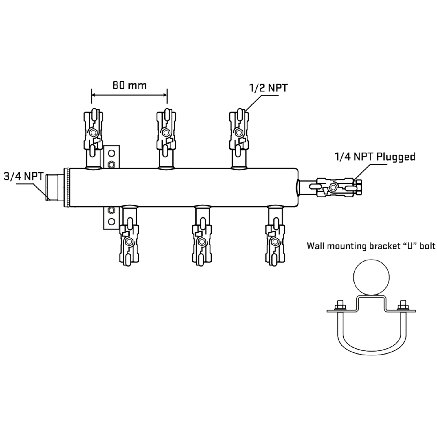 M5F1A011021 Manifolds Stainless Steel Double Sided