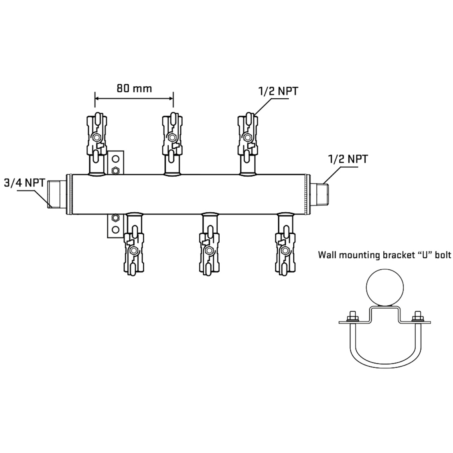 M5F1A011031 Manifolds Stainless Steel Double Sided