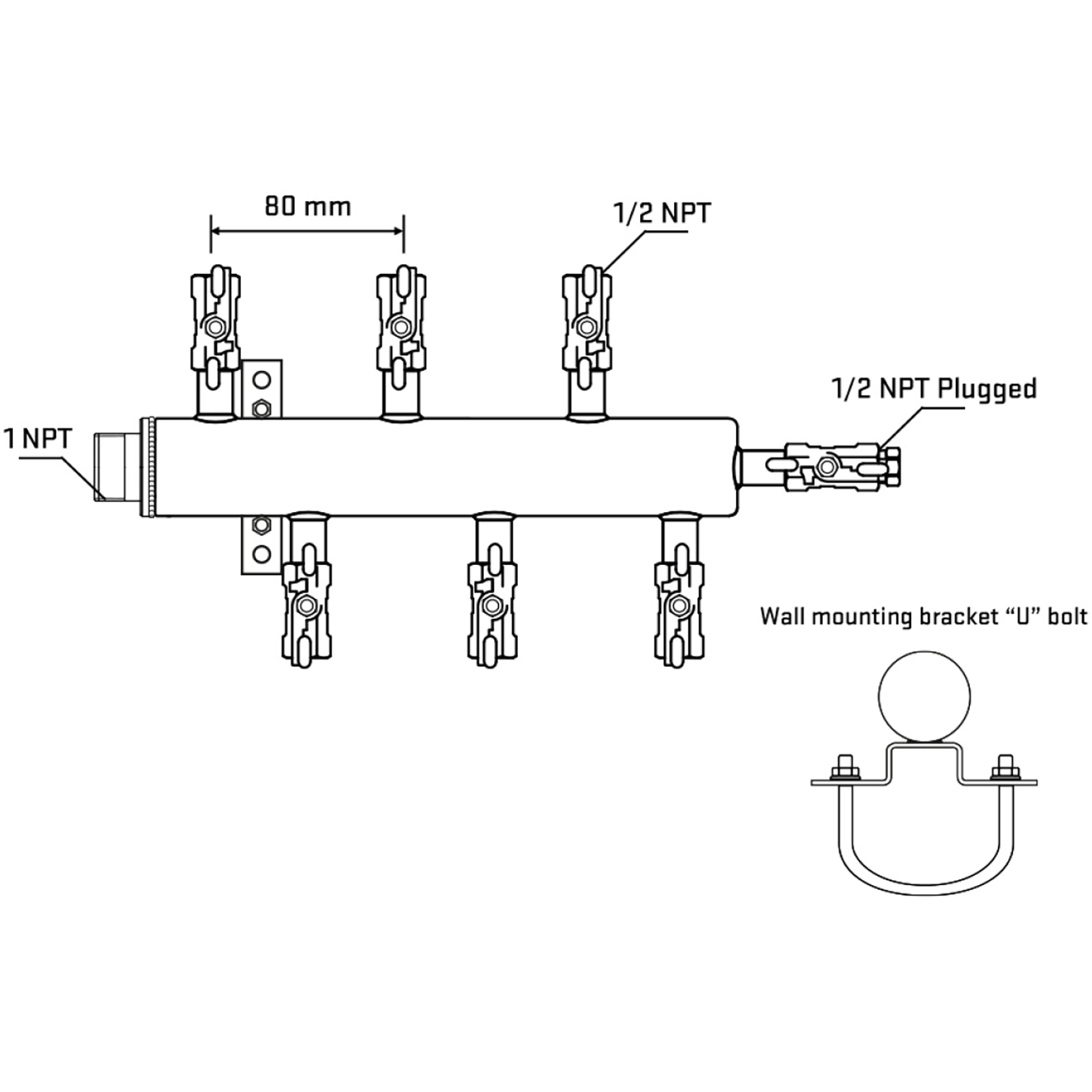 M5F1A011111 Manifolds Stainless Steel Double Sided