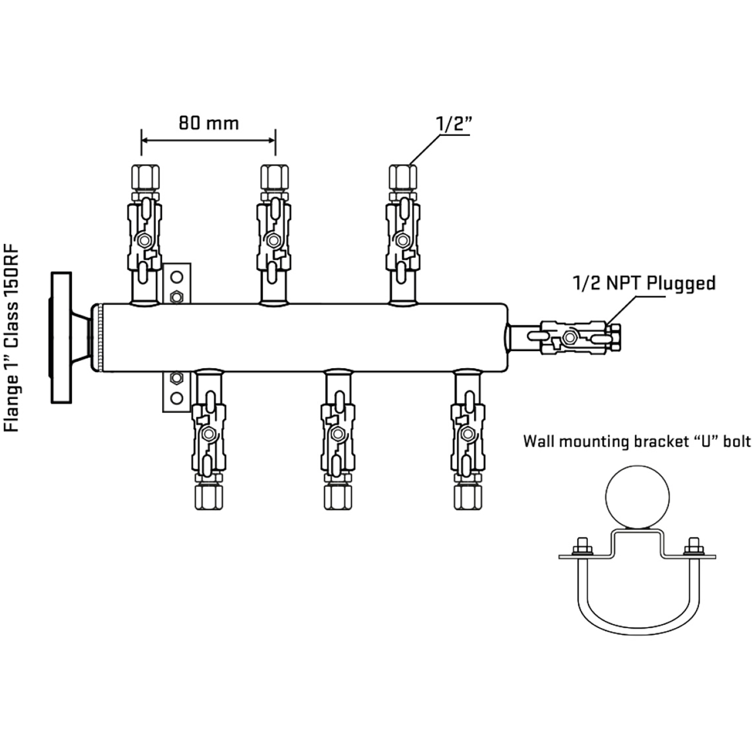 M5F1A050111 Manifolds Stainless Steel Double Sided