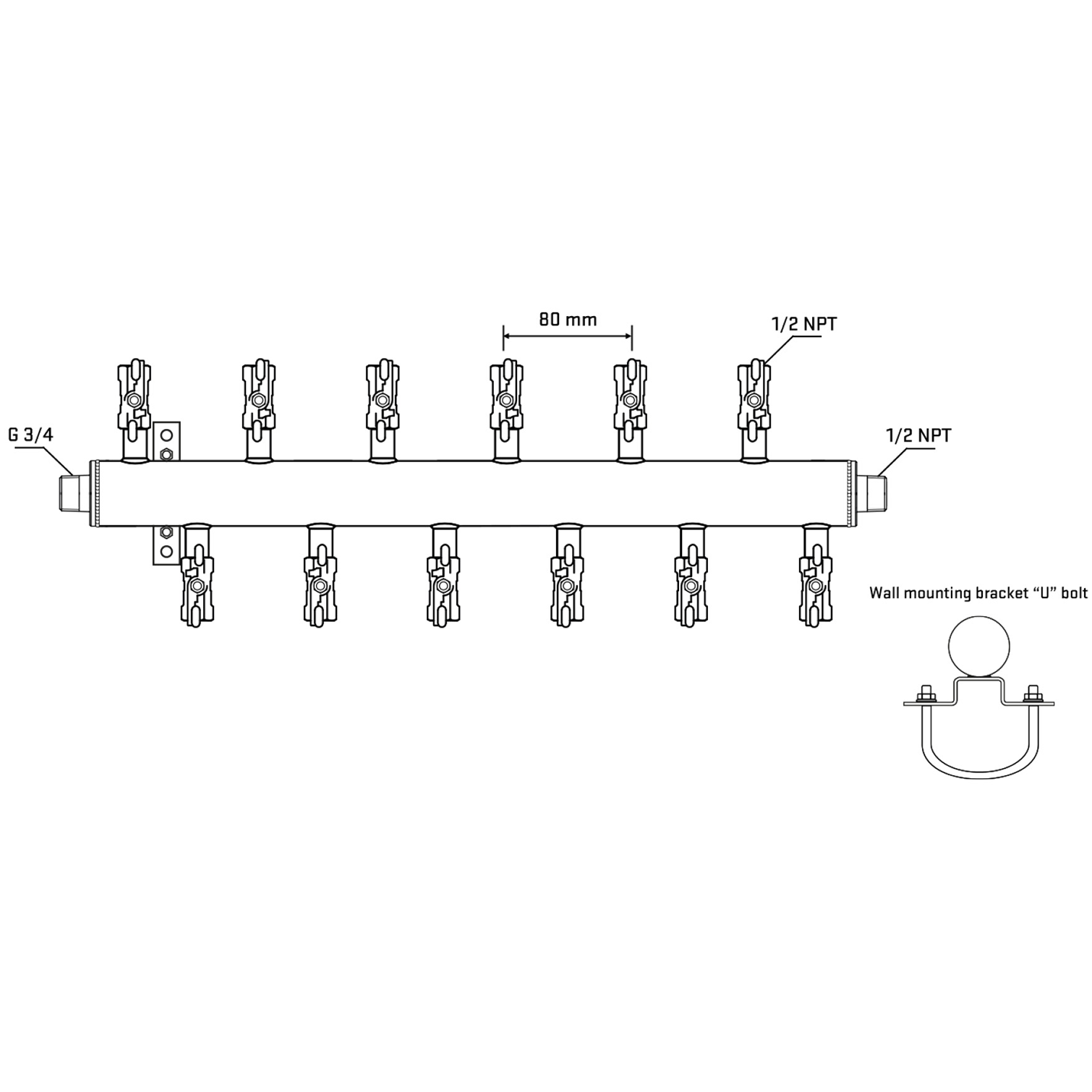 M5F2A010431 Manifolds Stainless Steel Double Sided