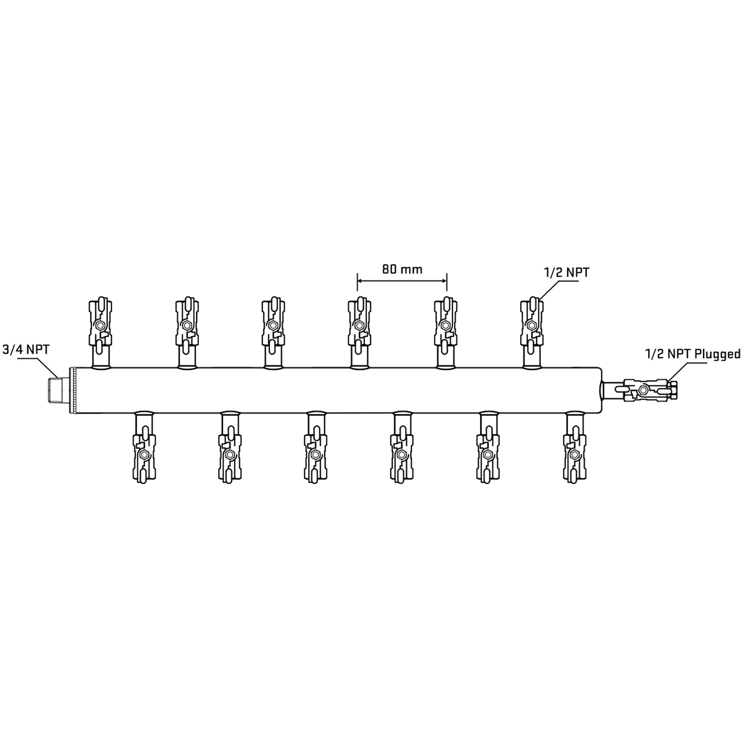 M5F2A010810 Manifolds Stainless Steel Double Sided